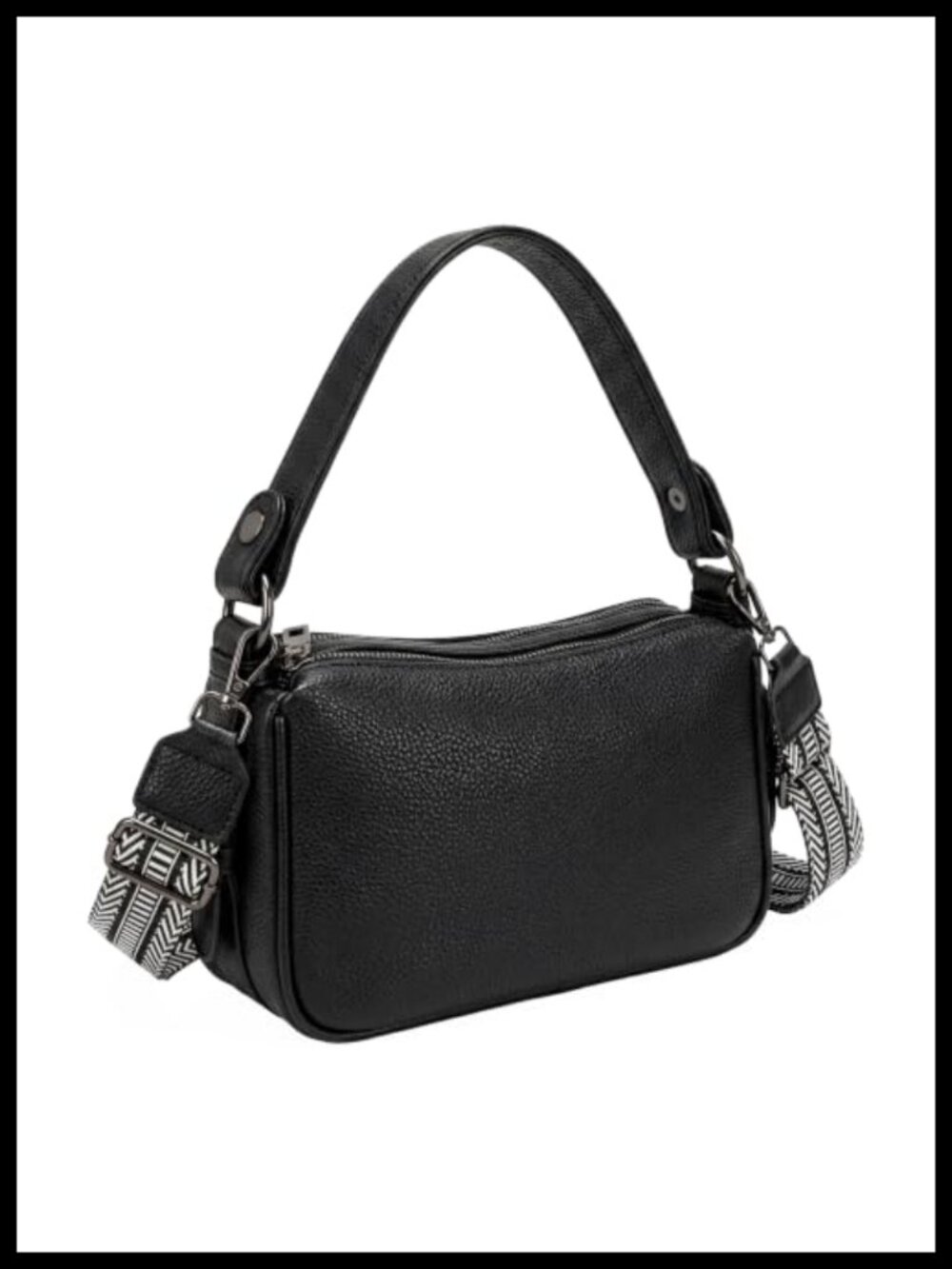 Faux Leather Square Crossbody Shoulder Bag Multi-Strap 5-Compartment Purse